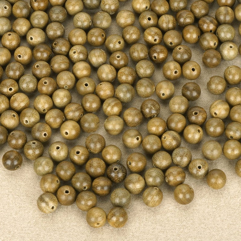 Prometis 500pcs 8mm Natural Sandalwood Round Beads Gorgeous Craft Handmade Polished Spacer Mala Pray Beads with Elastic Cord for Bracelets DIY Rosary Tasbih Christmas Gifts Jewelry Making - Image 2